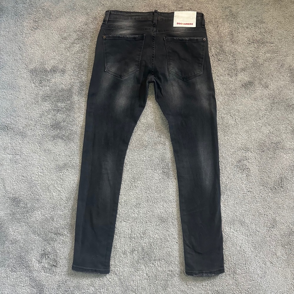 Dsquared2 Jeans Mens 32 (Fit 31x31.5) Black Distressed Paint Splatter Slim Denim